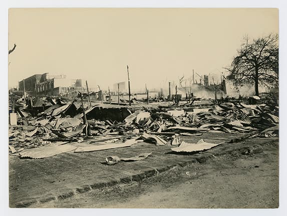 Avenida Arturo Prat esquina Arauco, incendio de 1909 - Ciudad de Valdivia