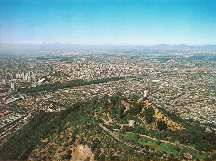 Vista panoramica de santiago en el año 1980
