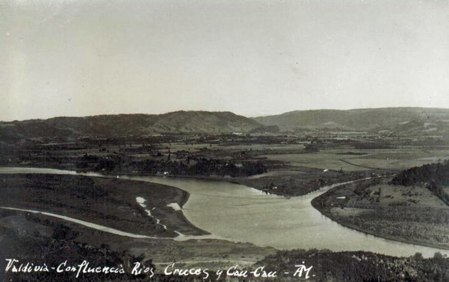 Confluencia del Río Cruces y Cau Cau, de Valdivia en 1940