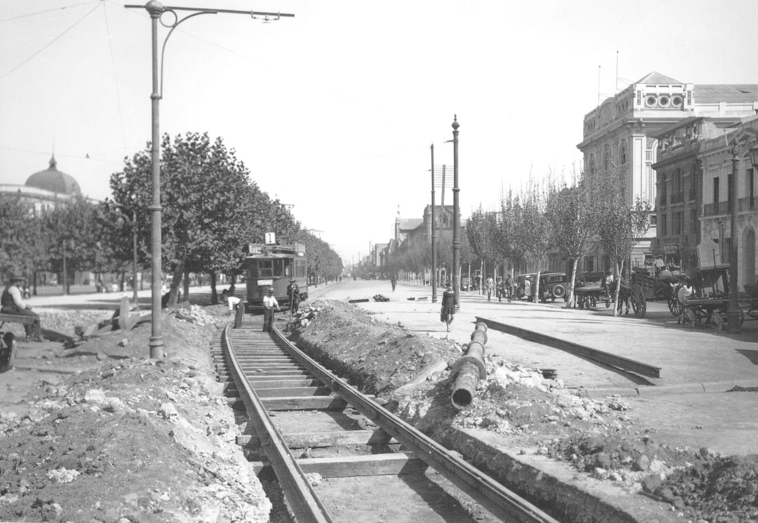 Instalación líneas de Tranvía, 1928