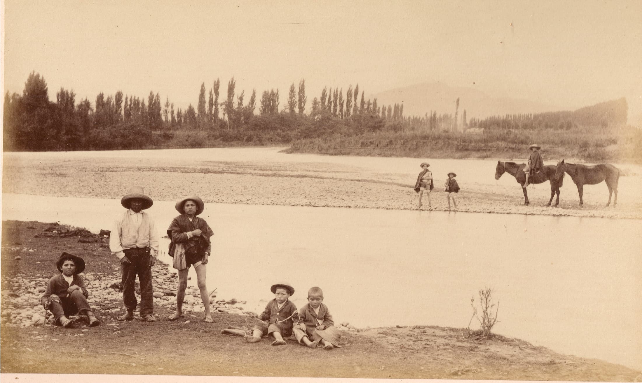 Río Aconcagua y lugareños 1889