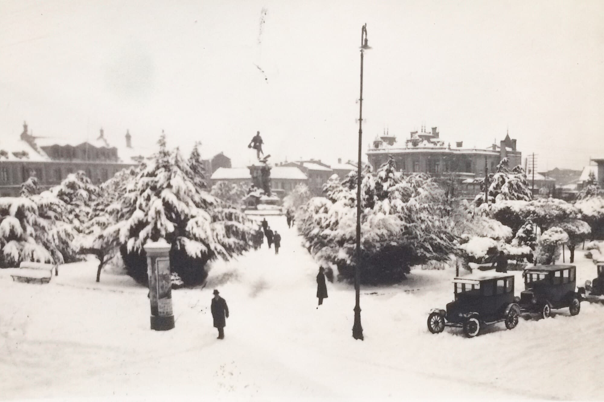 Plaza de Punta Arenas nevada en 1928