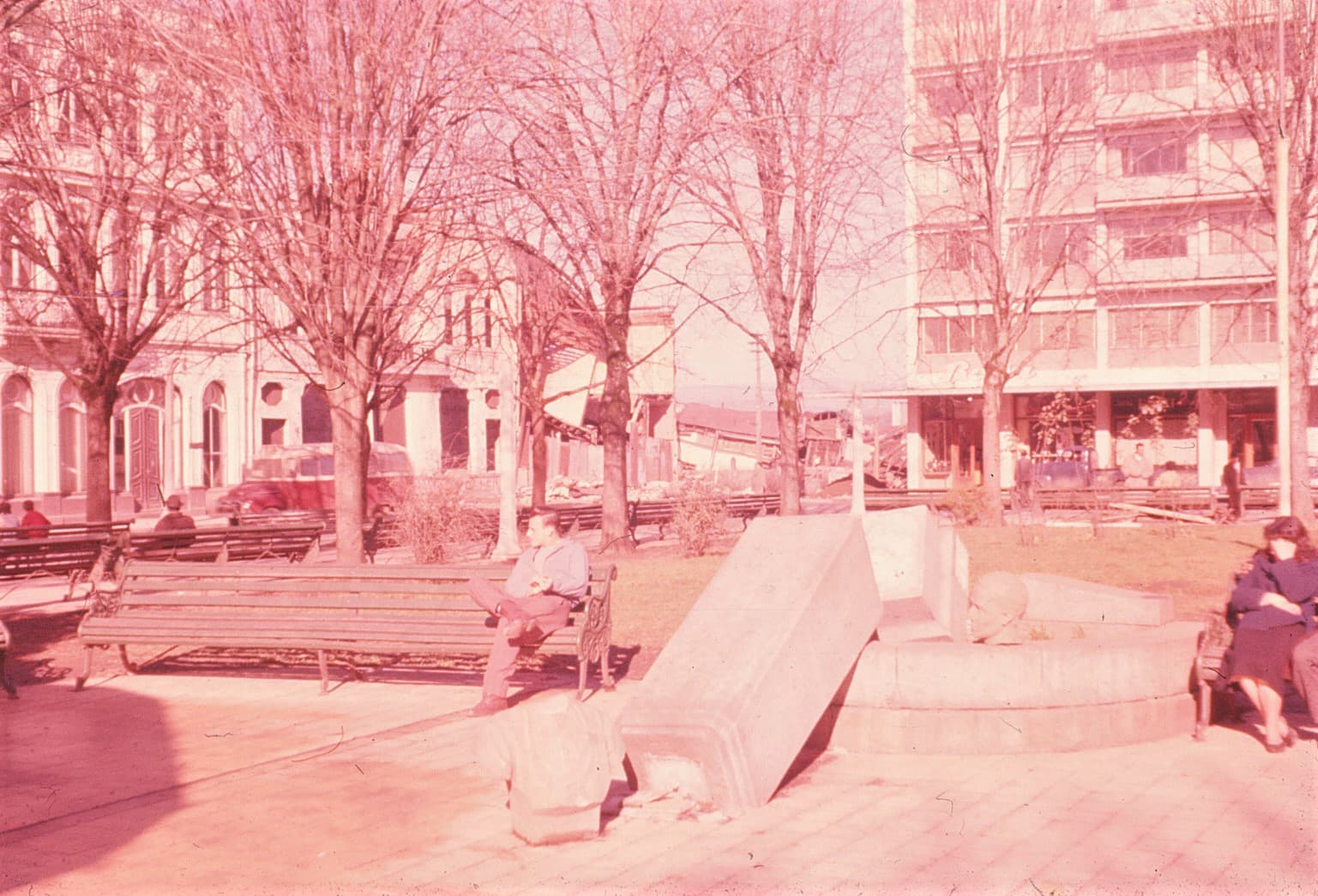 Plaza de Valdivia post terremoto, 1960