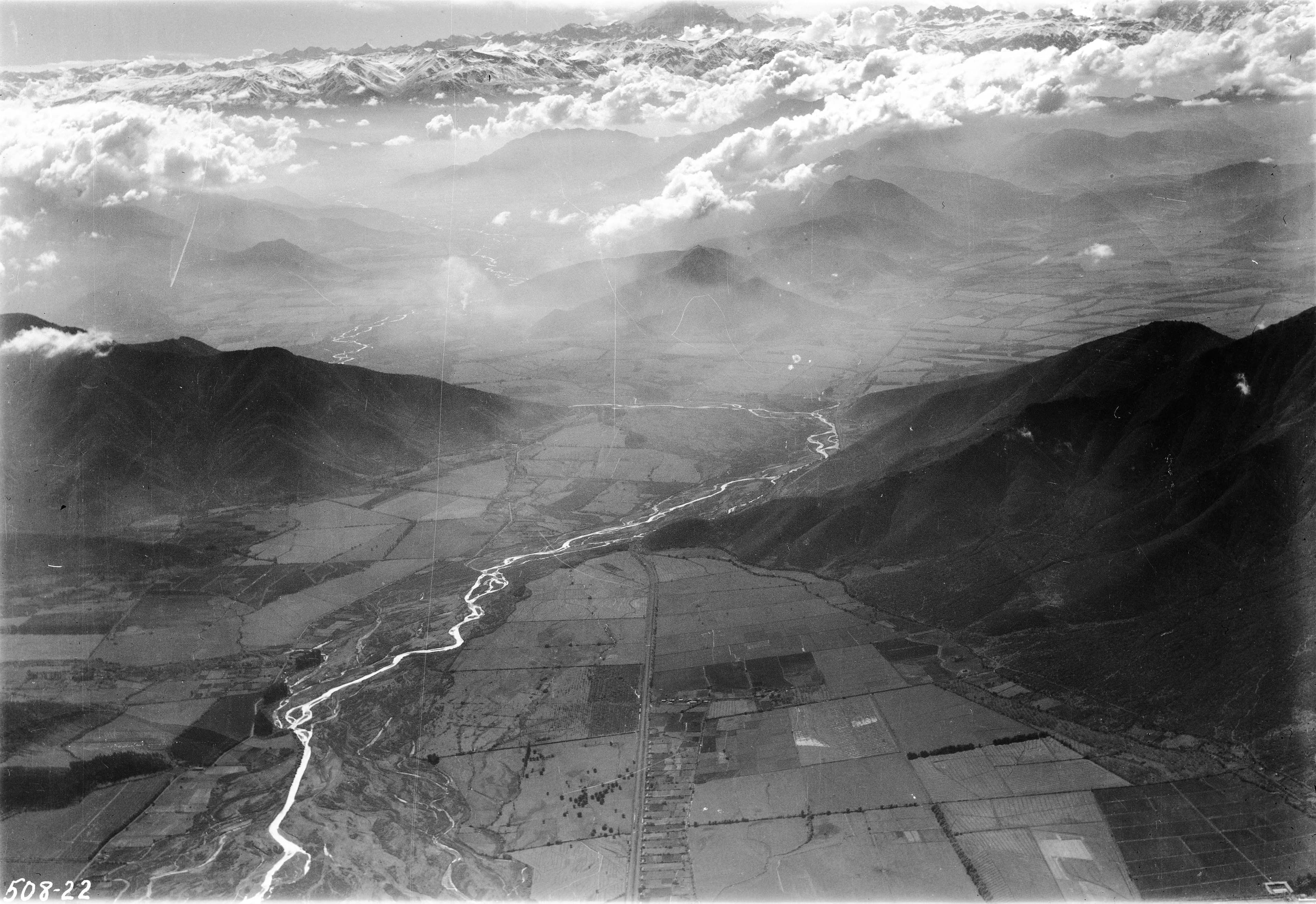 Vista aérea de La Cordillera de los Andes 1937.