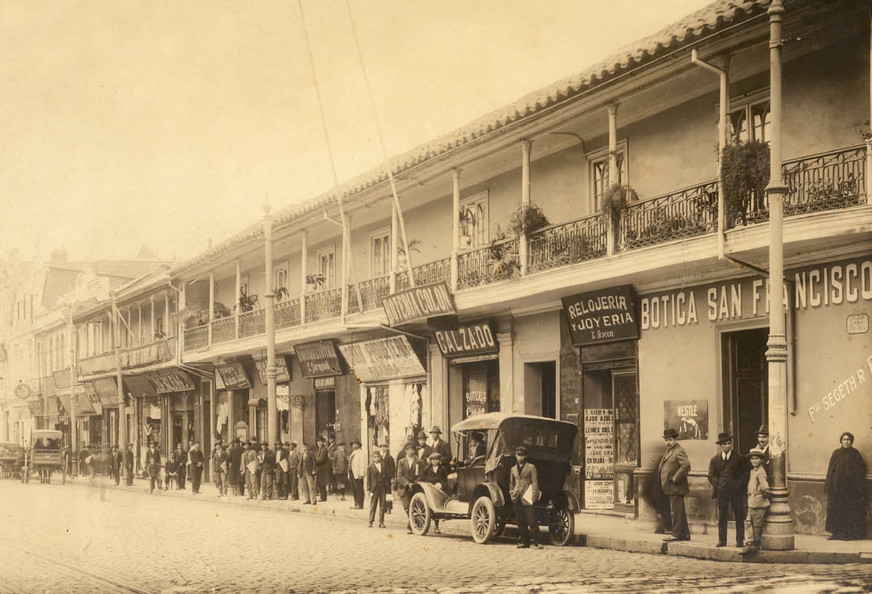 Comercio en la Alameda de Santiago año 1910