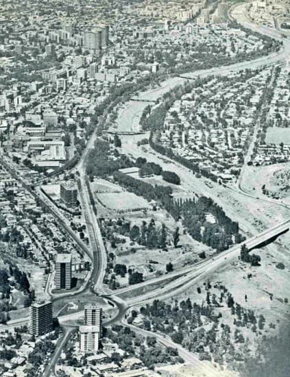 Sector Rotonda Pérez Zújovic en la década de 1970