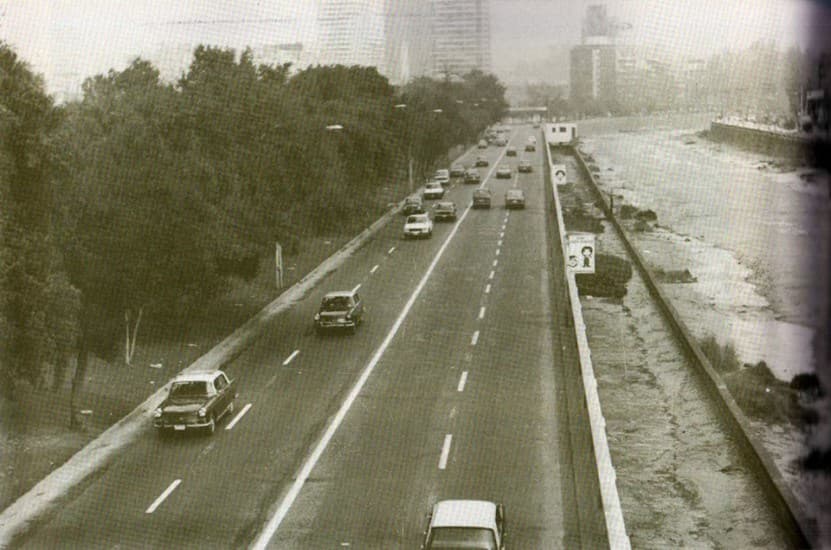 Costanera Andrés Bello de Santiago en 1982