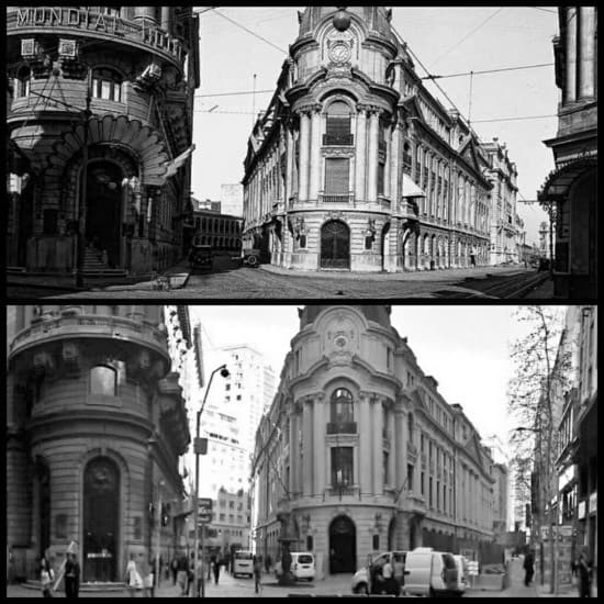 Hotel Mundial y Bolsa de Comercio ayer y hoy.