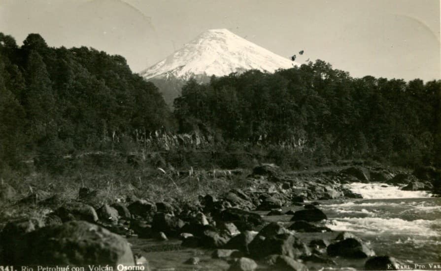 Río Petrohué y Volcán Osorno en 1947.
