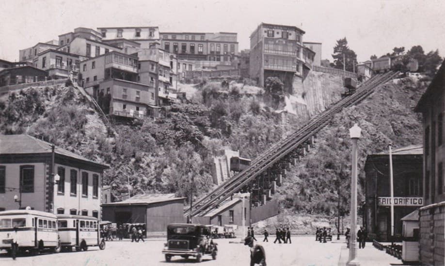Plaza Wheelwright y Ascensor Artillería circa 1930.