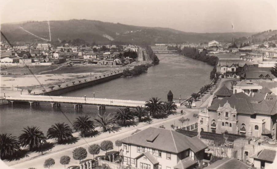 Puente San Martín y el Estero Marga Marga de Viña del Mar en 1933.