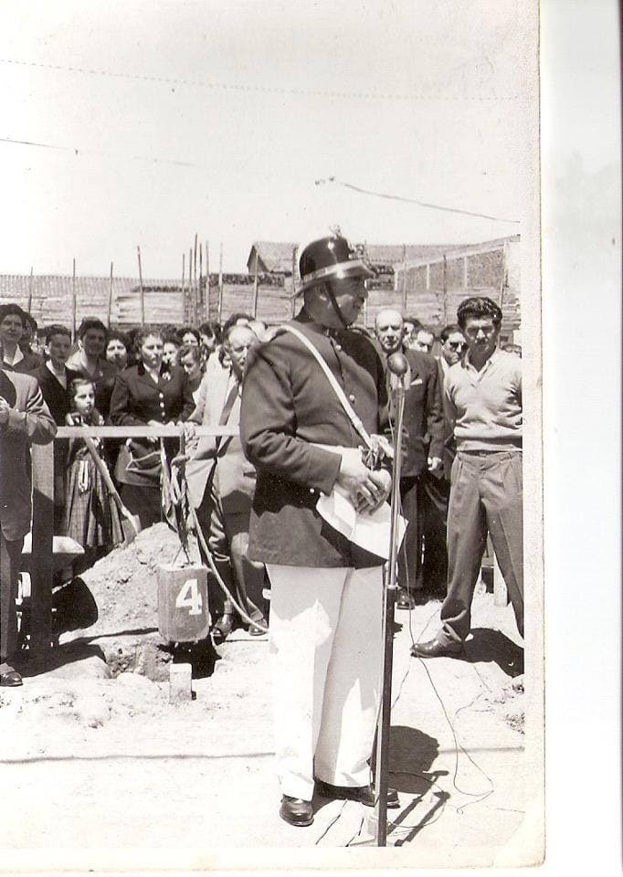 Primera piedra Cuarta Compañia de Bomberos Talca, 1949