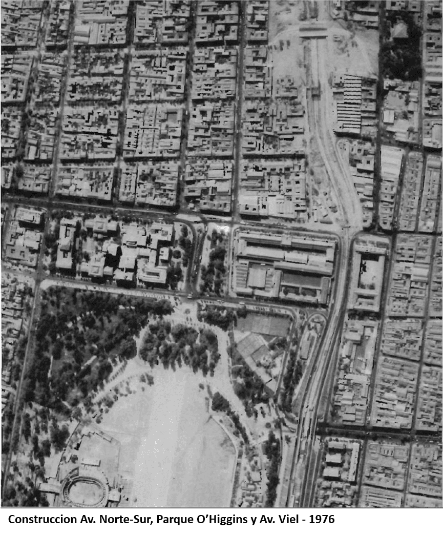 Construccion Av. Norte-Sur Parque OHiggins y Av. Viel, 1976