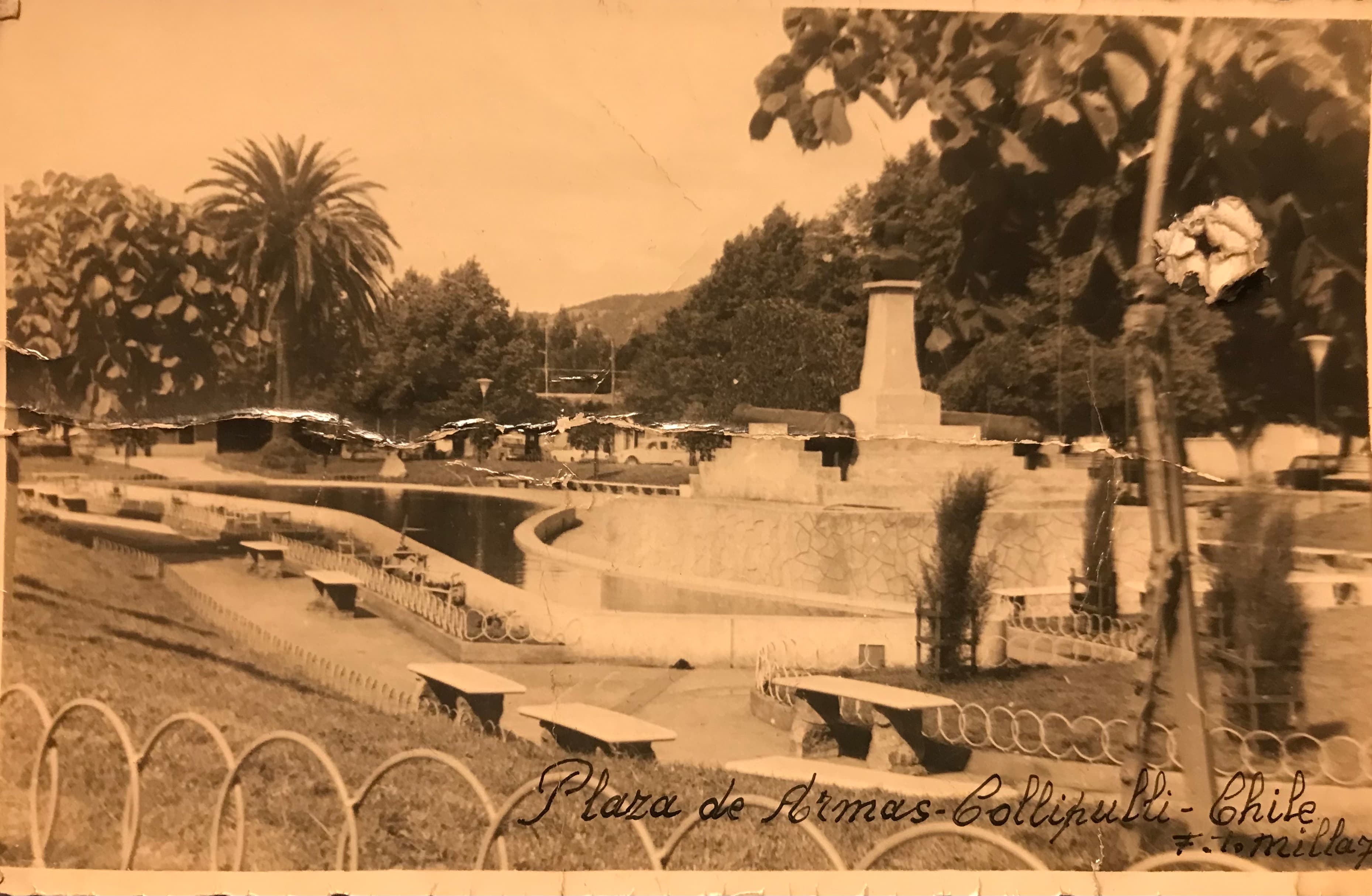 Plaza de armas de Collipulli en 1972