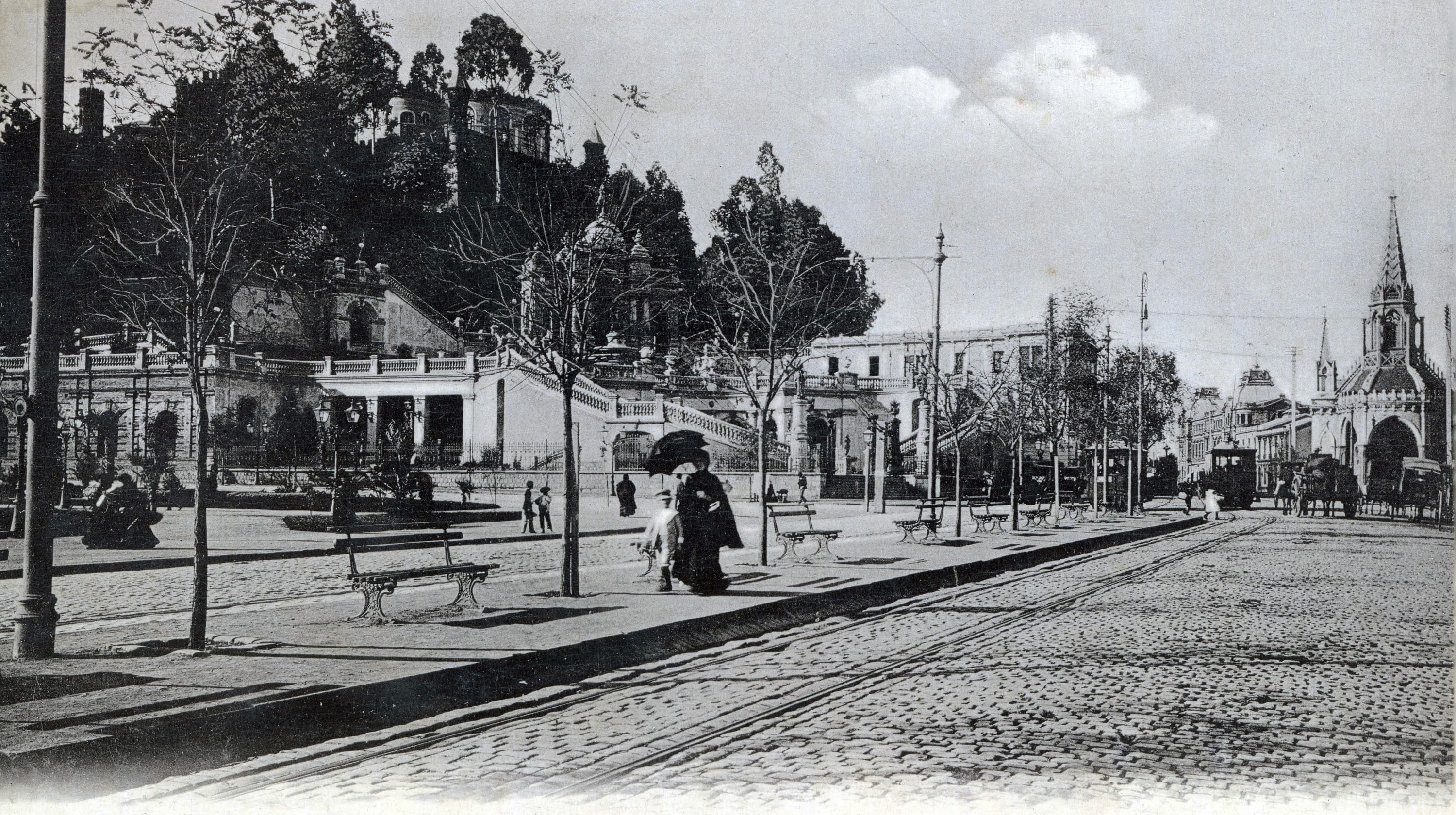 Cerro Santa Lucía y Alameda, Santiago, ca. 1910