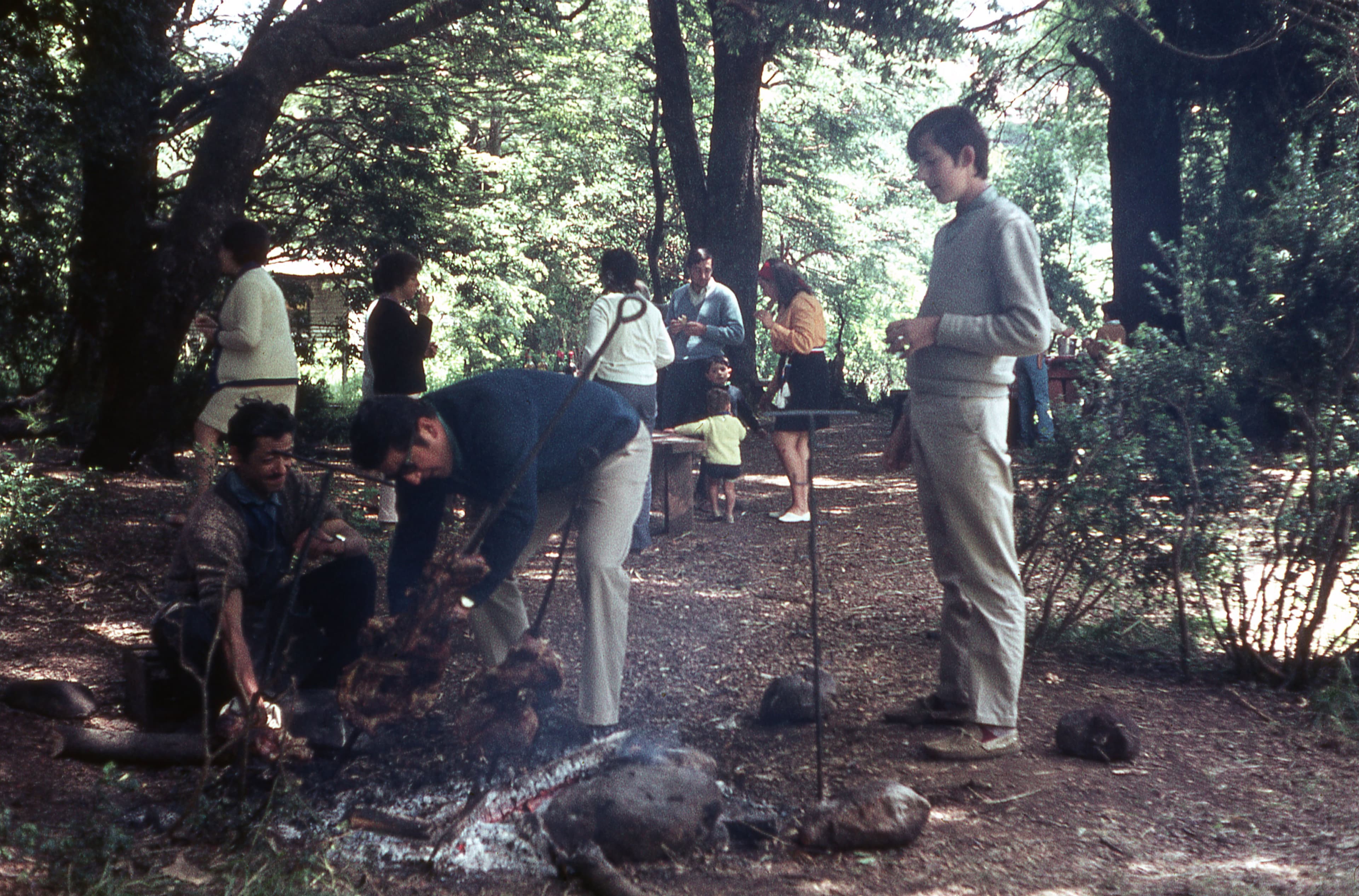 Asado a la espada en un bosque, ca. 1965