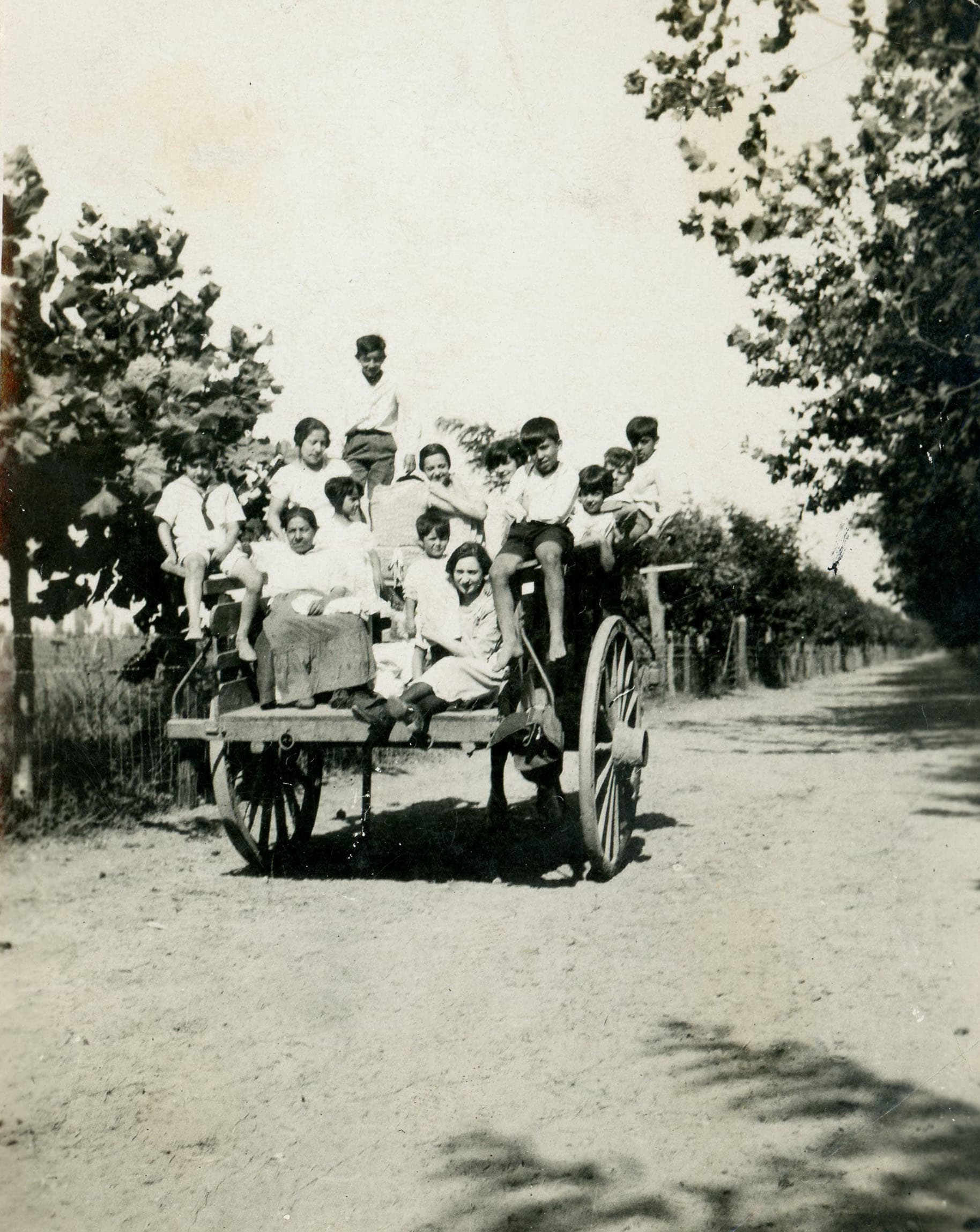 Grupo en una carreta, zona central, 1915